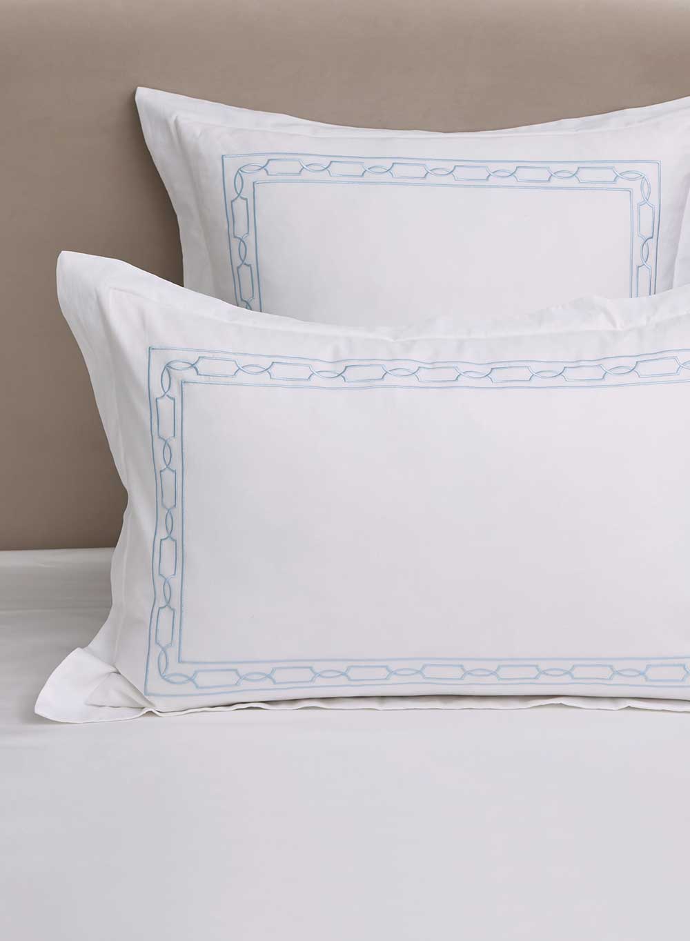 To create the hotel style bed - Hamilton is an embroidered border on 300tc Cotton sateen. A stylish and timeless look for your bedroom.