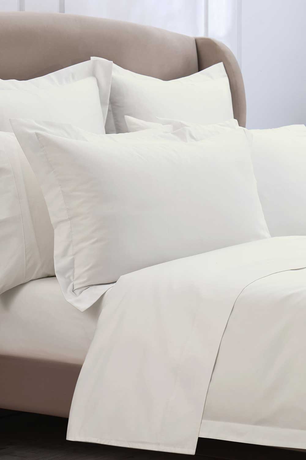 500TC Egyptian Cotton Ivory Sheets-Muir Home-Fitted Sheet Double-Muir Home