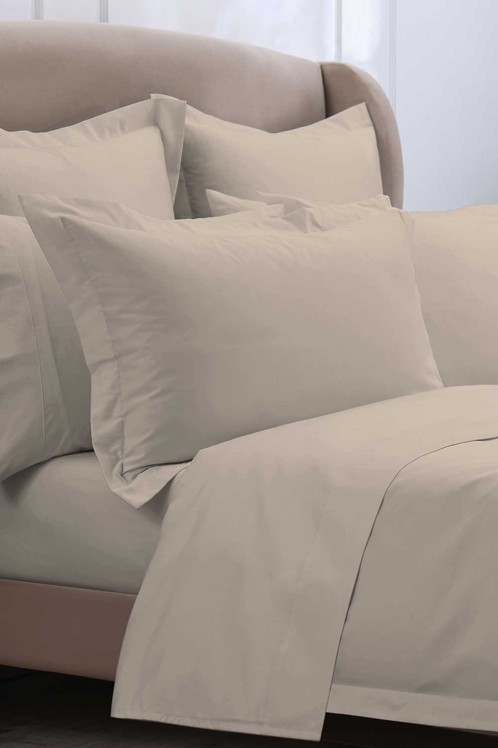 500TC Egyptian Cotton Taupe Flat Sheet-Muir Home-Double-Muir Home
